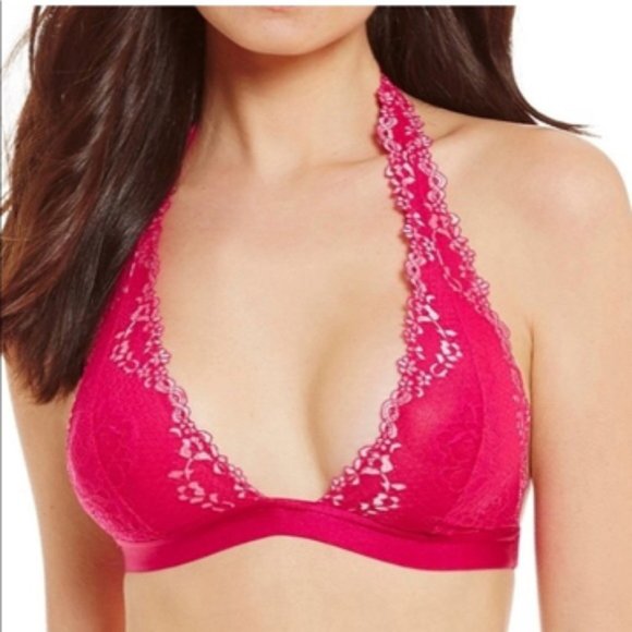 Sm Free People Lace Bralette Pink Halter Layering - Picture 5 of 9